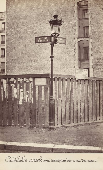Candelabrum Console with Street Names Inscription by Charles Marville